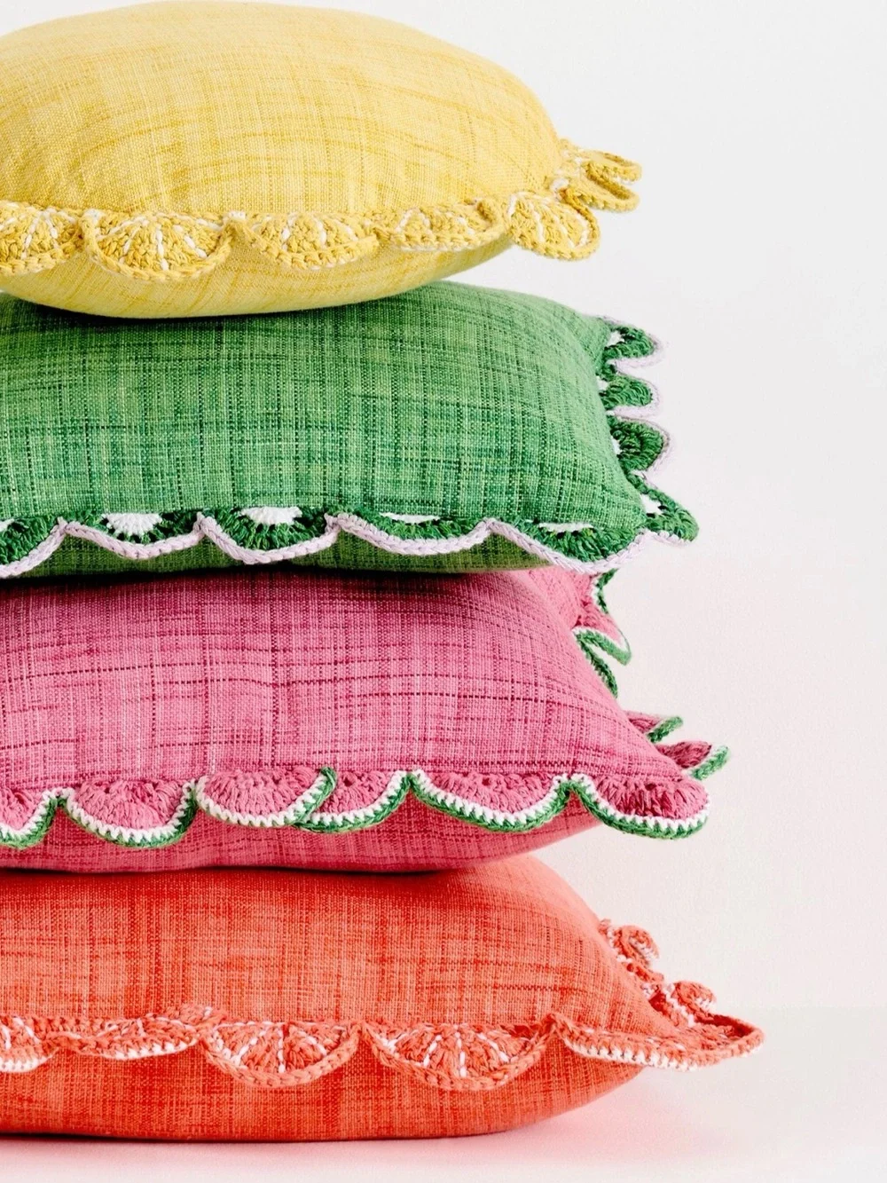 Anthropologie Dominica Indoor/Outdoor Woven Fruit Trim Pillow SET OF 2 NWT
